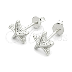 Sterling Silver Stud Earring, Star Design, Polished, Silver Finish, 02.397.0031