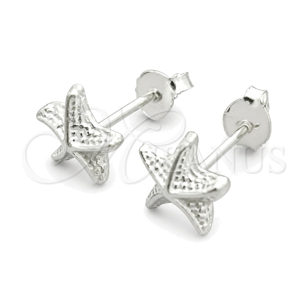 Sterling Silver Stud Earring, Star Design, Polished, Silver Finish, 02.397.0031