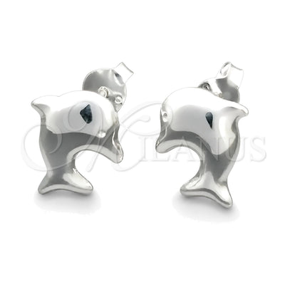Sterling Silver Stud Earring, Dolphin Design, Polished, Silver Finish, 02.397.0033 for wholesale, main product view