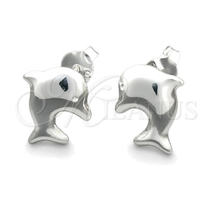 Sterling Silver Stud Earring, Dolphin Design, Polished, Silver Finish, 02.397.0033