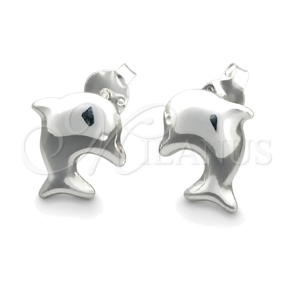 Sterling Silver Stud Earring, Dolphin Design, Polished, Silver Finish, 02.397.0033