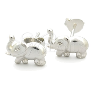 Sterling Silver Stud Earring, Elephant Design, Polished, Silver Finish, 02.397.0034