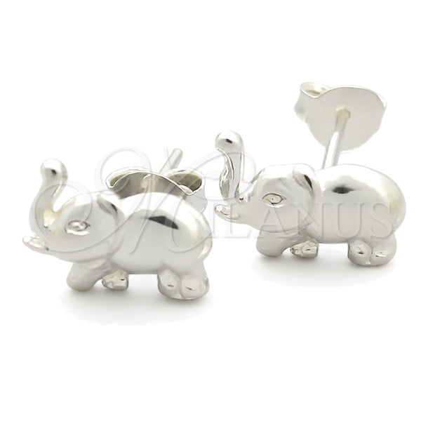 Sterling Silver Stud Earring, Elephant Design, Polished, Silver Finish, 02.397.0034
