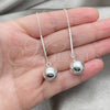 Sterling Silver Long Earring, Ball Design, Polished, Silver Finish, 02.395.0029