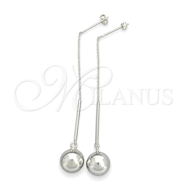 Sterling Silver Long Earring, Ball Design, Polished, Silver Finish, 02.395.0029