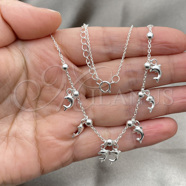 Sterling Silver Necklace — Fancy Necklace Dolphin and Ball Design Polished 04. — alternate product view — SKU 147550 | Plata 925 collar — elegante Necklace Dolphin and Ball diseño pulido 04. — SKU 147550