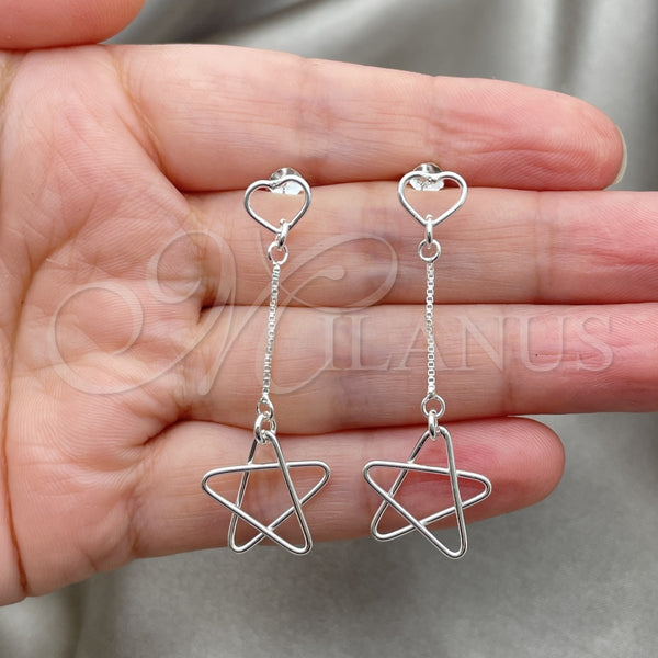 Sterling Silver Ring — Long Earring Star Design Polished 02. — alternate product view — SKU 147552 | Plata 925 anillo — Long Earring estrella diseño pulido 02. — SKU 147552