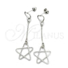 Sterling Silver Long Earring, Star Design, Polished, Silver Finish, 02.397.0036