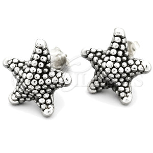 Sterling Silver Stud Earring, Star Design, Polished, Silver Finish, 02.395.0032