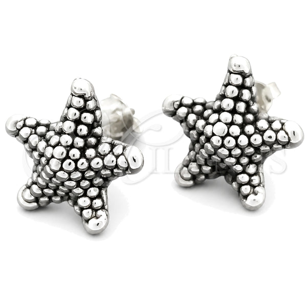 Sterling Silver Stud Earring, Star Design, Polished, Silver Finish, 02.395.0032