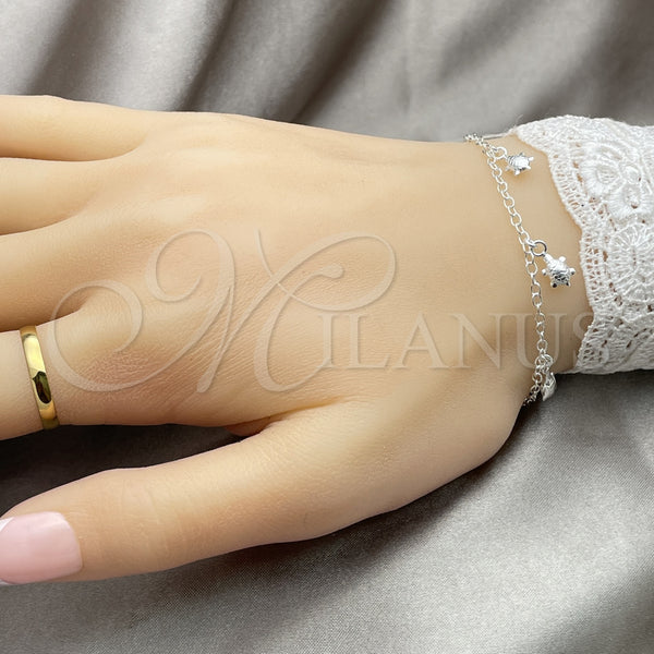 Sterling Silver Bracelet — Charm Bracelet Rolo and Turtle Design Polished 03. — alternate product view — SKU 147559 | Plata 925 brazalete — Charm Bracelet Rolo and Turtle diseño pulido 03. — SKU 147559