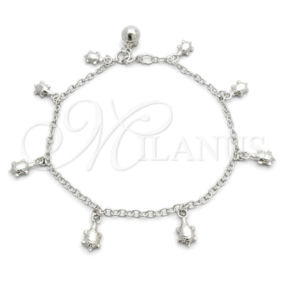 Sterling Silver Charm Bracelet, Rolo and Turtle Design, Polished, Silver Finish, 03.397.0001.07 (02 MM for wholesale, main product view