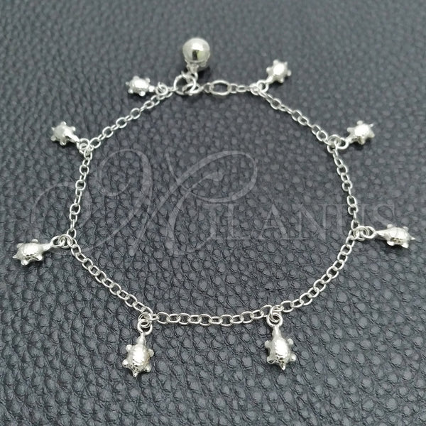 Sterling Silver Bracelet — Charm Bracelet Rolo and Turtle Design Polished 03. — main product view — SKU 147559 | Plata 925 brazalete — Charm Bracelet Rolo and Turtle diseño pulido 03. — SKU 147559