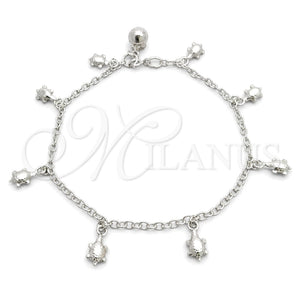 Sterling Silver Charm Bracelet, Rolo and Turtle Design, Polished, Silver Finish, 03.397.0001.07 (02 MM Thickness, 7 Inches Length)
