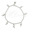 Sterling Silver Charm Bracelet, Rolo and Rattle Charm Design, Polished, Silver Finish, 03.397.0002.07 (02 MM Thickness, 7 Inches Length)