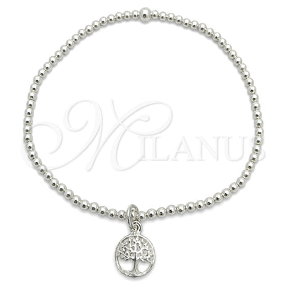Sterling Silver Adjustable Bolo Bracelet, Ball and Tree Design, Polished, Silver Finish, 03.397.0006.07 (03 MM for wholesale, main product view