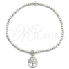 Sterling Silver Adjustable Bolo Bracelet, Ball and Tree Design, Polished, Silver Finish, 03.397.0006.07 (03 MM Thickness, 7 Inches Length)