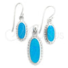 Sterling Silver Earring and Pendant Adult Set, with Bermuda Blue Opal, Polished, Silver Finish, 10.391.0017