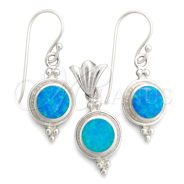 Sterling Silver Ring — Earring and Pendant Adult Set with Bermuda Blue — main product view — SKU 147573 | Plata 925 anillo — Earring and Pendant Adult Set with Bermuda Blue — SKU 147573