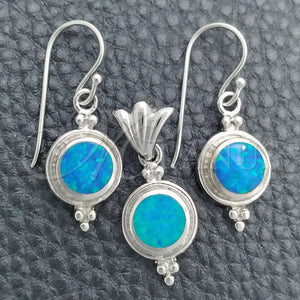 Sterling Silver Ring — Earring and Pendant Adult Set with Bermuda Blue — main product view — SKU 147573 | Plata 925 anillo — Earring and Pendant Adult Set with Bermuda Blue — SKU 147573