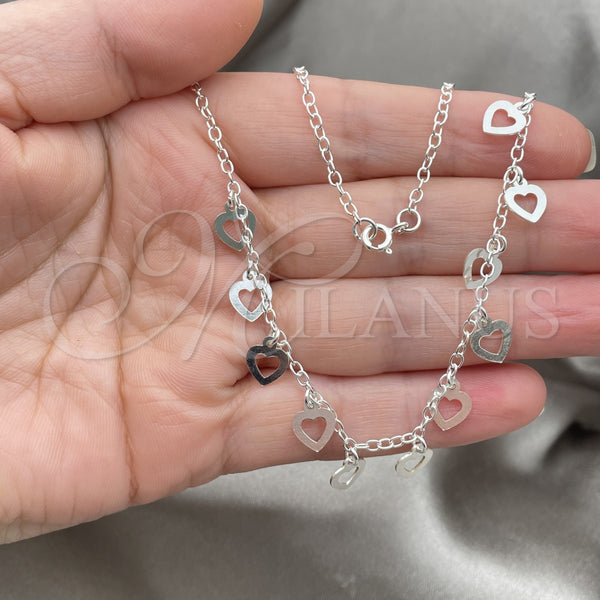 Sterling Silver Necklace — Fancy Necklace Rolo and Heart Design Polished 04. — alternate product view — SKU 147575 | Plata 925 collar — elegante Necklace Rolo and corazón diseño pulido 04. — SKU 147575