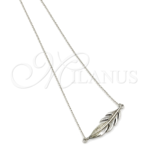 Sterling Silver Fancy Necklace, Rolo and Heart Design, Polished, Silver Finish, 04.397.0001.18 (02 MM Thickness, 18 Inches Length)