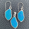 Sterling Silver Earring and Pendant Adult Set, with Bermuda Blue Opal, Polished, Silver Finish, 10.391.0022