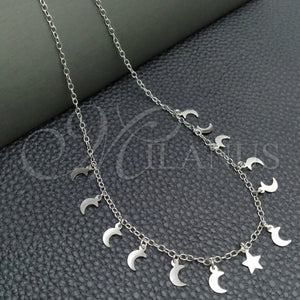 Sterling Silver Necklace — Fancy Necklace Rolo and Star Design Polished 04. — main product view — SKU 147579 | Plata 925 collar — elegante Necklace Rolo and estrella diseño pulido 04. — SKU 147579