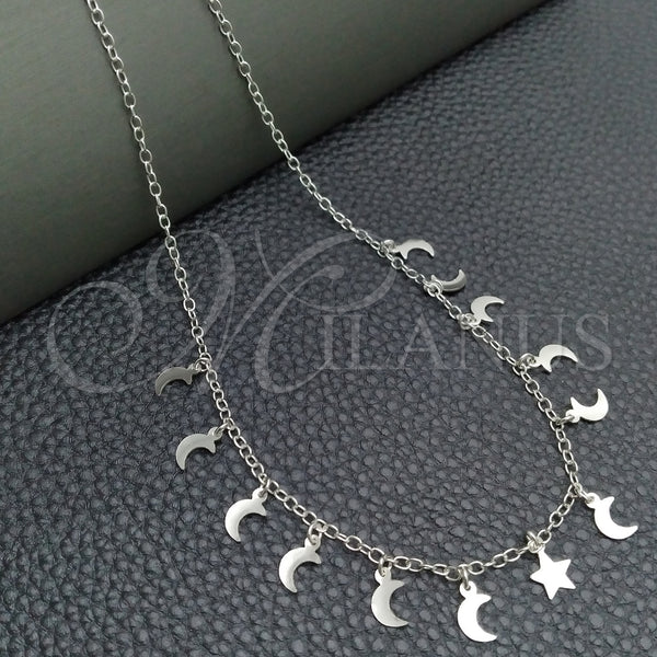 Sterling Silver Necklace — Fancy Necklace Rolo and Star Design Polished 04. — main product view — SKU 147579 | Plata 925 collar — elegante Necklace Rolo and estrella diseño pulido 04. — SKU 147579