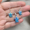 Sterling Silver Earring and Pendant Adult Set, Turtle Design, with Bermuda Blue Opal, Polished, Silver Finish, 10.391.0024