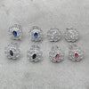 Sterling Silver Stud Earring, Flower Design, with White Cubic Zirconia, Polished, Silver Finish, 02.398.0003