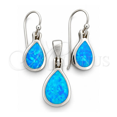 Sterling Silver Earring and Pendant Adult Set, Teardrop Design, Polished, Silver Finish, 10.391.0025
