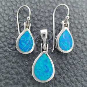 Sterling Silver Ring — Earring and Pendant Adult Set Teardrop Design Polished — main product view — SKU 147588 | Plata 925 anillo — Earring and Pendant Adult Set Teardrop diseño pulido — SKU 147588