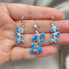 Sterling Silver Earring and Pendant Adult Set, Leaf Design, with Bermuda Blue Opal, Polished, Silver Finish, 10.391.0026