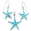 Sterling Silver Earring and Pendant Adult Set, Star Design, with Bermuda Blue Opal, Polished, Silver Finish, 10.391.0028