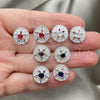 Sterling Silver Stud Earring, Flower Design, with White Cubic Zirconia, Polished, Silver Finish, 02.398.0004