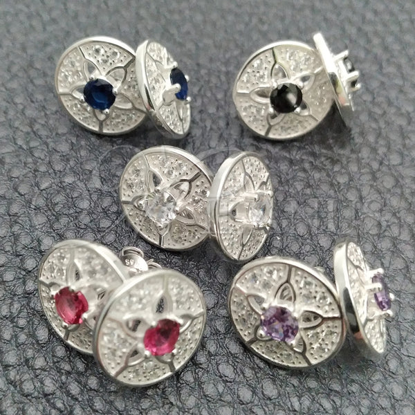 Sterling Silver Ring — Stud Earring Flower Design with White Cubic Zirconia — alternate product view — SKU 147594 | Plata 925 anillo — Stud Earring flor diseño with blanco Cubic Zirconia — SKU 147594