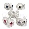 Sterling Silver Stud Earring, Flower Design, with White Cubic Zirconia, Polished, Silver Finish, 02.398.0004