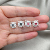 Sterling Silver Stud Earring, Flower Design, with White Cubic Zirconia, Polished, Silver Finish, 02.398.0005