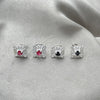 Sterling Silver Stud Earring, Flower Design, with White Cubic Zirconia, Polished, Silver Finish, 02.398.0005
