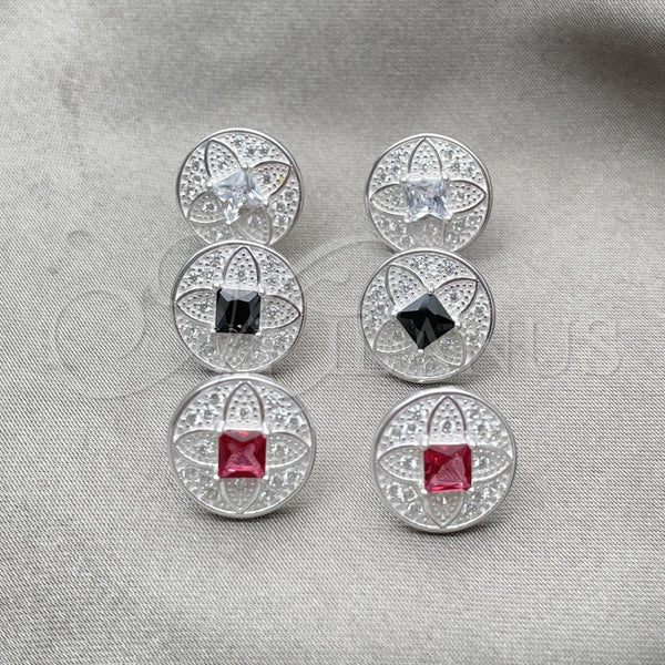 Sterling Silver Ring — Stud Earring Flower Design with White Cubic Zirconia — alternate product view — SKU 147598 | Plata 925 anillo — Stud Earring flor diseño with blanco Cubic Zirconia — SKU 147598
