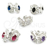 Sterling Silver Stud Earring, Flower Design, with White Cubic Zirconia, Polished, Silver Finish, 02.398.0008