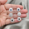Sterling Silver Stud Earring, Flower Design, with White Cubic Zirconia, Polished, Silver Finish, 02.398.0010