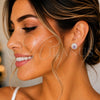 Sterling Silver Stud Earring, Flower Design, with White Cubic Zirconia, Polished, Silver Finish, 02.398.0011