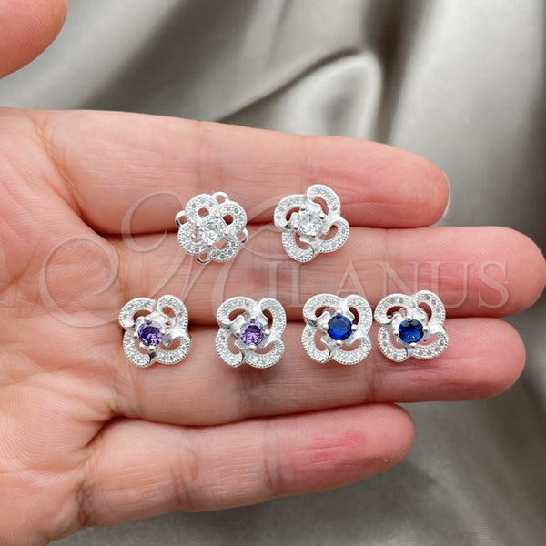 Sterling Silver Ring — Stud Earring Flower Design with White Cubic Zirconia — alternate product view — SKU 147607 | Plata 925 anillo — Stud Earring flor diseño with blanco Cubic Zirconia — SKU 147607
