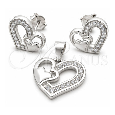 Sterling Silver Earring and Pendant Adult Set, Polished, Silver Finish, 10.398.0004