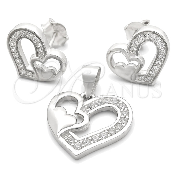 Sterling Silver Earring and Pendant Adult Set, Polished, Silver Finish, 10.398.0004