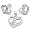 Sterling Silver Earring and Pendant Adult Set, Polished, Silver Finish, 10.398.0004