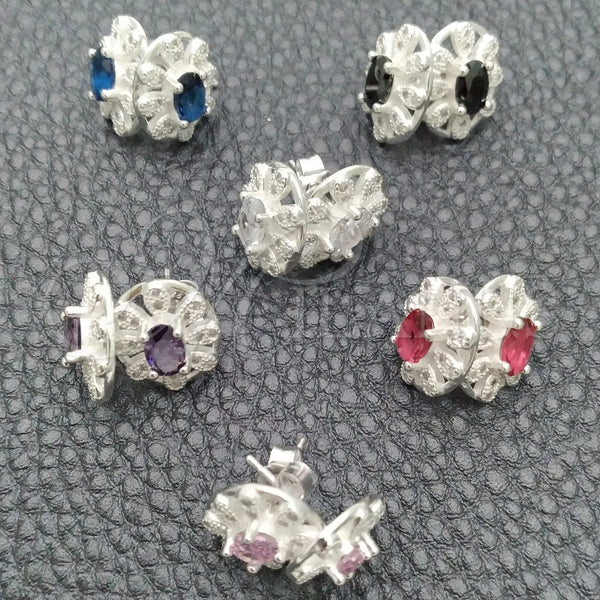 Sterling Silver Ring — Stud Earring Flower Design with White Cubic Zirconia — alternate product view — SKU 147609 | Plata 925 anillo — Stud Earring flor diseño with blanco Cubic Zirconia — SKU 147609