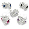 Sterling Silver Stud Earring, Flower Design, with White Cubic Zirconia, Polished, Silver Finish, 02.398.0014